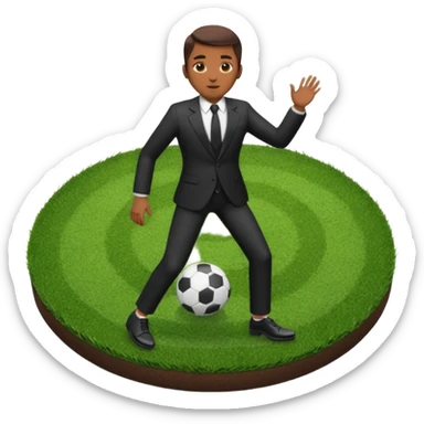 shin padBlack suit shoes circular patch of football grass sticker