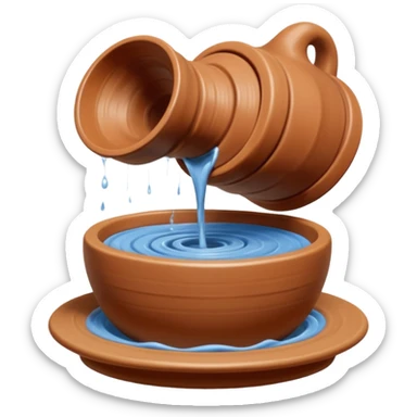 Realistic image of a potter's wheel in action, shaping wet clay into graceful shapes, water splashing gently sticker