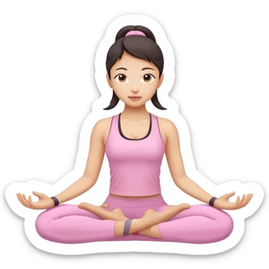 asian yoga girl light pink clothes  sticker
