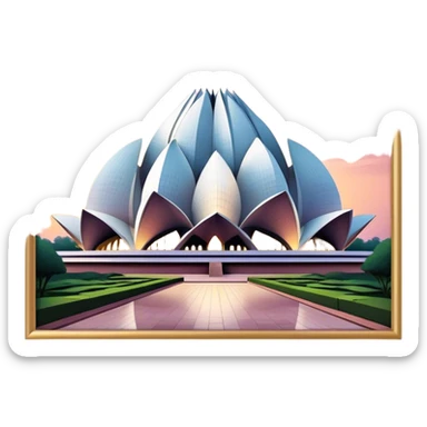 Cinematic Realistic Lotus Temple Landmark Emoji, showcasing the modern architectural marvel with petal‚Äêlike structures rendered with dynamic lighting and graceful textures. sticker