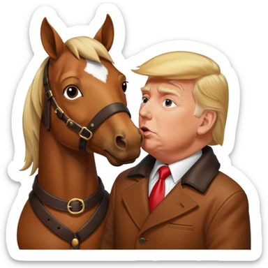 Donald trump kissing a horse named bubba (bubba on its collar) sticker