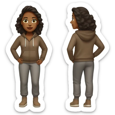 Brown woman wearing sweatpants, hoodie and Ugg slippers  sticker
