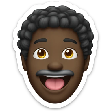 happy black guy with waves and tongue out  sticker