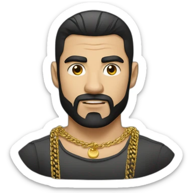 russian strong man thug wearing gold chain with black hair and short beard sticker