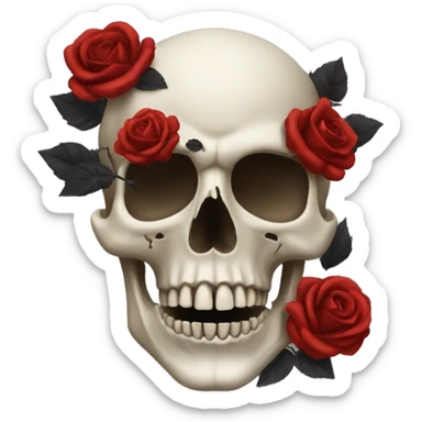 skull with black roses and red paint sticker
