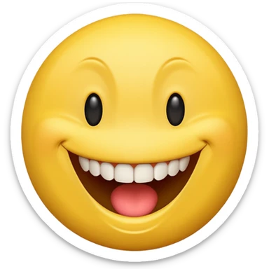 a yellow  smiley face with very big teeth like the trivago guy sticker