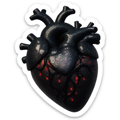 Black glittery anatomical heart sticker