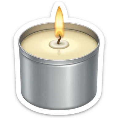 Vanilla candle – cream-colored wax in a silver tin sticker