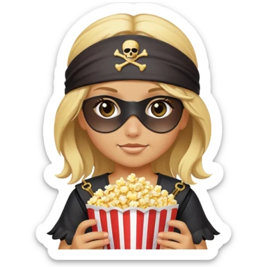 Blond pirate girl with popcorn  sticker