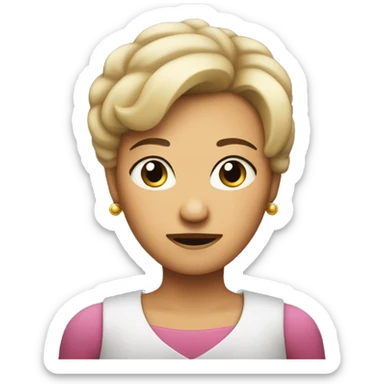 Middle-aged woman with a short ‘Karen’ hairstyle, arms crossed, with an annoyed expression on her face. sticker