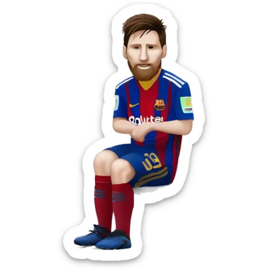 Messi assis devant un âne  sticker