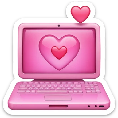 Pink computer with a little heart in the middle sticker