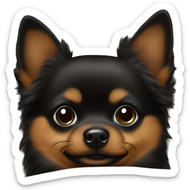 Black and brown pomchi under blankie  sticker