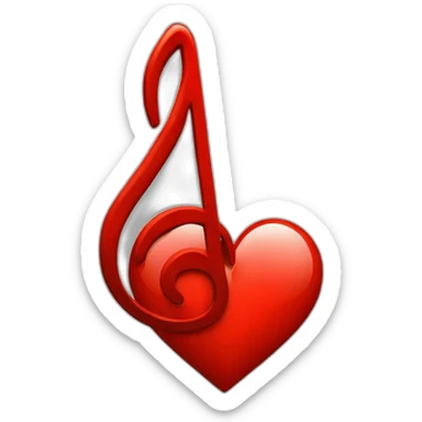 Music symbol+Red Heart sticker