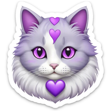 Gray and white cat with Purple Heart  sticker