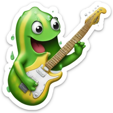 Happy slimy slug playing electric guitar sticker