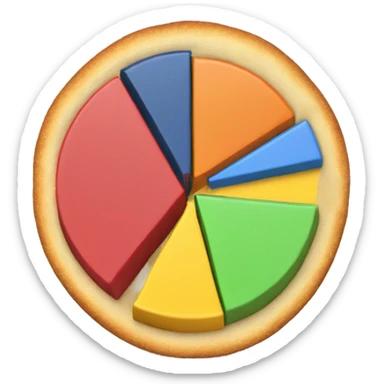 A 3D pie chart with two distinct sections sticker