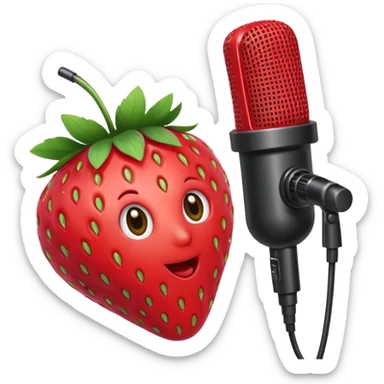 strawberry front the mic sticker