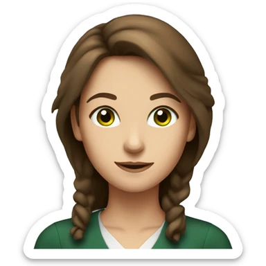 brown haired green eyed female teacher sticker