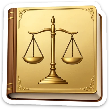 law textbook, thick book with scales of justice on the cover sticker