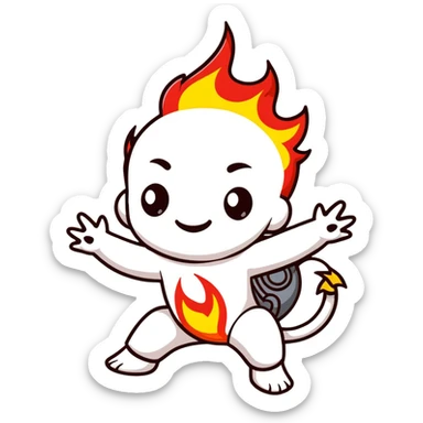 baby Jack Jack from The Incredibles with superpowers - on fire, laser eyes, and multiple forms sticker