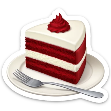 red velvet cake slice with fork and plate sticker