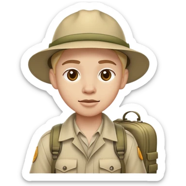 person in safari gear, ready for adventure sticker