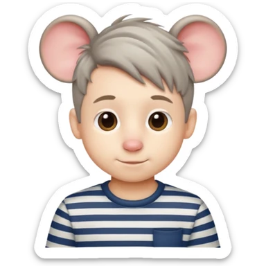 stripped shirt wearing Cute boy mice hair style. sticker