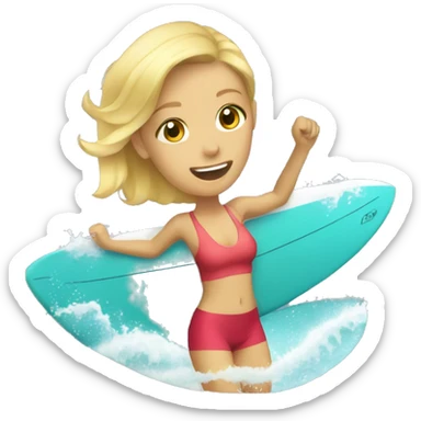 teenager blonde surfing sticker
