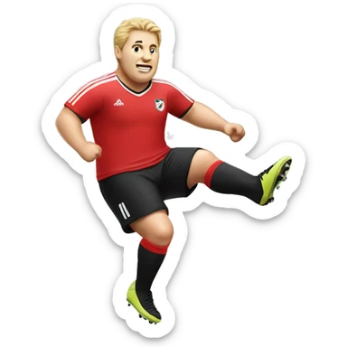 fat small soccer player kicking sticker