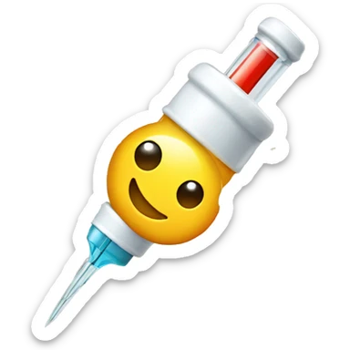 a syringe with a sun inside sticker