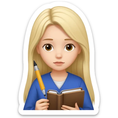 girl writing on a notebook sticker