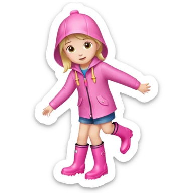 Pink kid rain boots splashing in a puddle  sticker