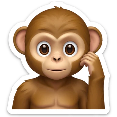monkey listening hand on ear to help him hear better sticker