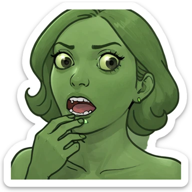 Lady choking herself with X eyes  sticker