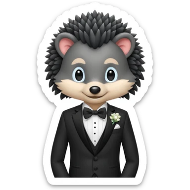 black hedgehog groom sticker