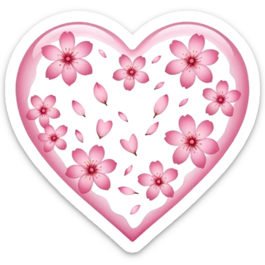 sakura heart with petals sticker