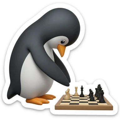 Penguin playing chess sticker