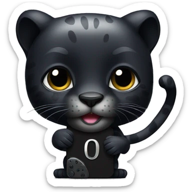 A black panther holding a phone with the number 0 in its paws sticker
