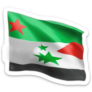 Freedom Green Syria Flag Green on top, White in middle, Black on bottom, three red stars in the middle of the flag on the white section sticker