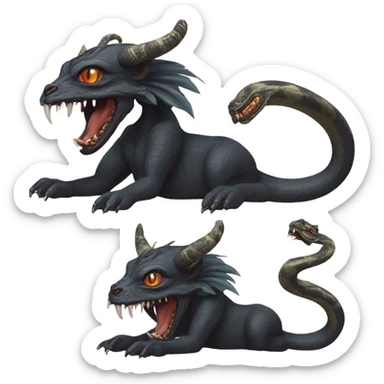garuda snake demon who resembles a baphomet cat creature with fangs sticker
