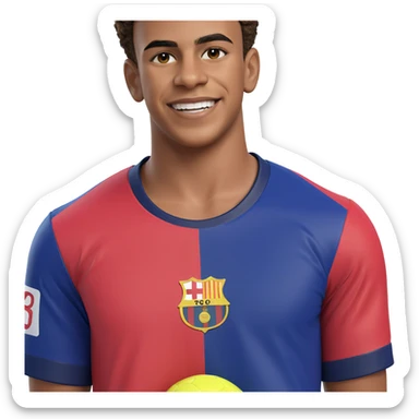 smiling boy in soccer uniform sticker