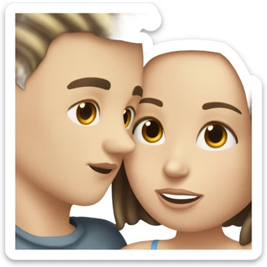 white girl with brunette hair kissing a white boy with a buzz cut sticker