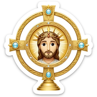 Eucharistic monstrance emoji with Christ’s face sticker