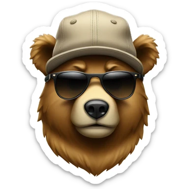 cool bear with a cap backwards and sunglasses sticker