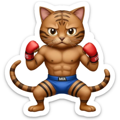 cat doing MMA fighting sticker