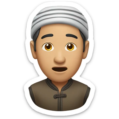 Kyrgyz man have a surprised sticker