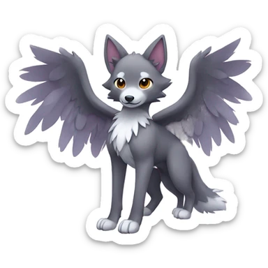 Kawaii Cute Winged Wolf-Pokémon full body sticker