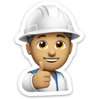 light skin engineer wearing a white construction hat and giving a thumbs up with his hand sticker