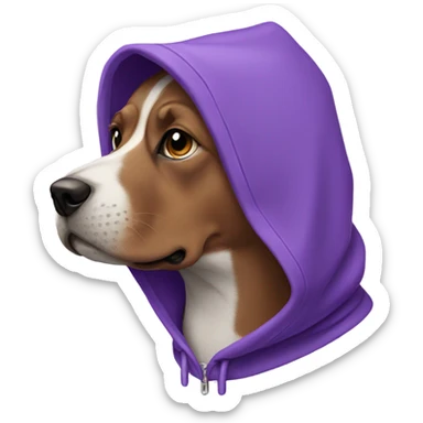 Dog wearing purple hoodie sticker